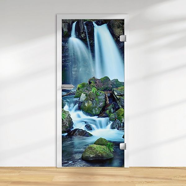 Glastür Weißglas D42/07 Wasserfall 83,4 x 197,2 cm 8 mm VSG DIN R/L günstig online kaufen