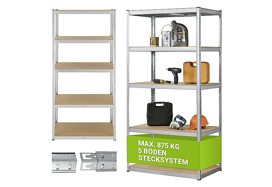Juskys Schwerlastregal Basic, Regalsystem mit 5 Einlegeböden, je 175 kg Tra günstig online kaufen
