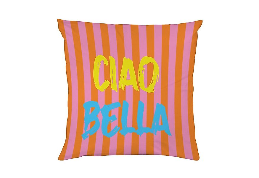 queence Dekokissen Ciao Bella gestreift, Beidseitig bedruckte Kissenhülle, günstig online kaufen