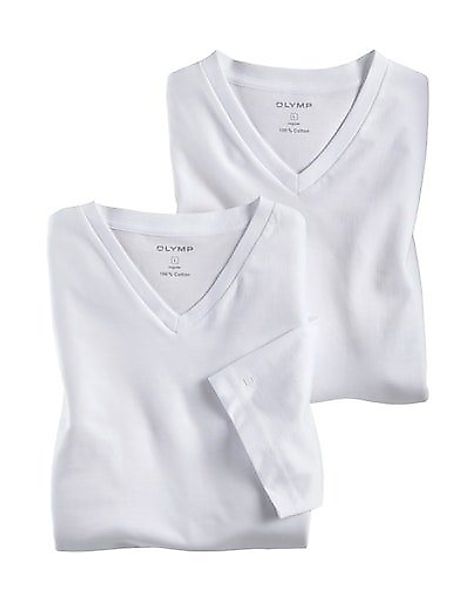 OLYMP T-Shirt Casual (Packung, 2-tlg., 2er) mit Ton-in-Ton Logostickerei am günstig online kaufen