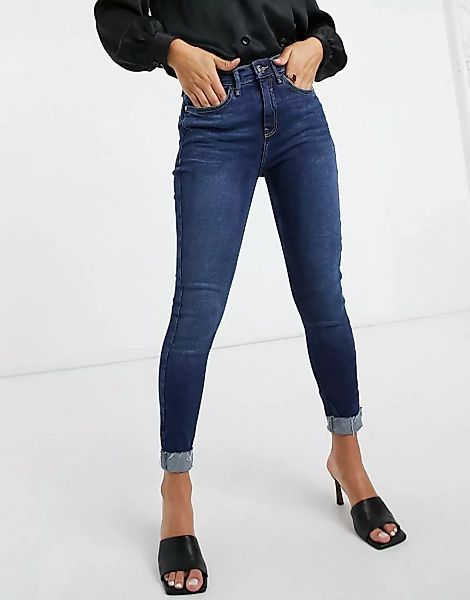 River Island – Amelie – Eng geschnittene Jeans in Dunkelblau, authentische günstig online kaufen