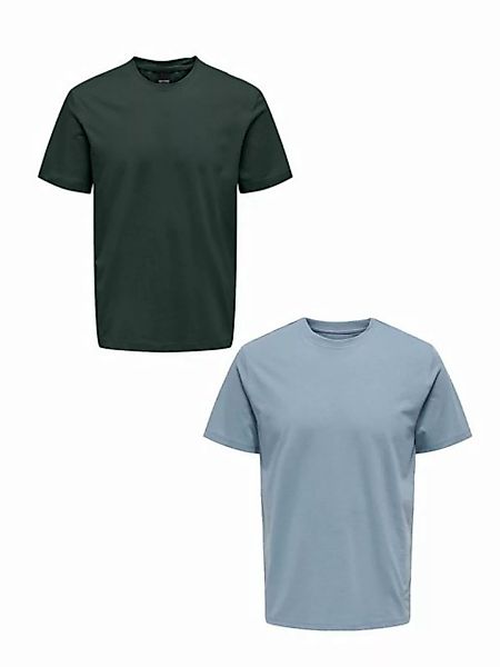 ONLY & SONS T-Shirt T-Shirt 2er-Set Rundhals Kurzarm (1-tlg) 7642 in Grün-B günstig online kaufen