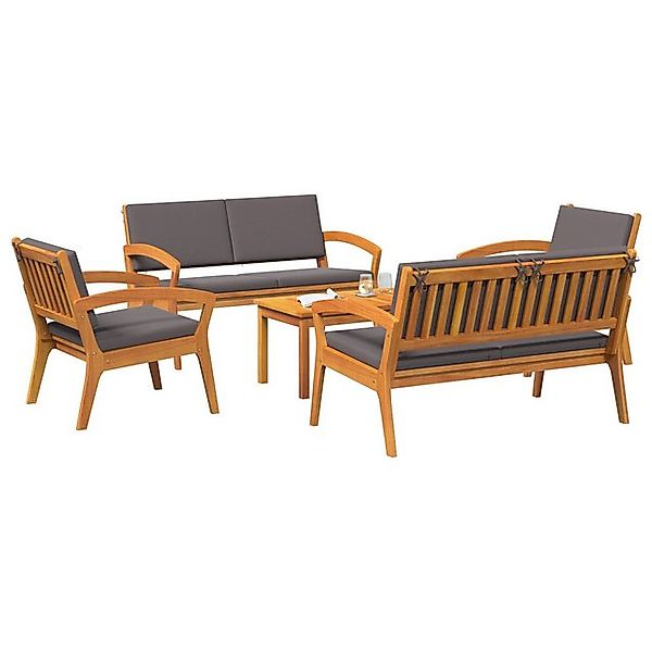 vidaXL Loungesofa Set aus 3 Anthrazit nholz Mittel Langlebig, 3 Teile günstig online kaufen