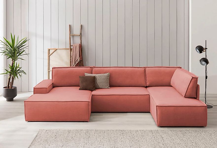 Home affaire Wohnlandschaft "SHERWOOD 329 cm, U-Form, Schlafsofa," Schlaffu günstig online kaufen