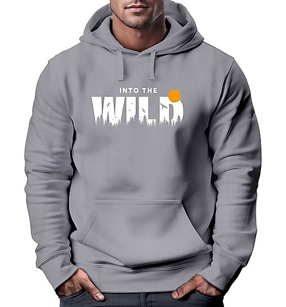 Neverless Hoodie Hoodie Herren Brustprint Bedruckt Into The Wild Schriftzug günstig online kaufen