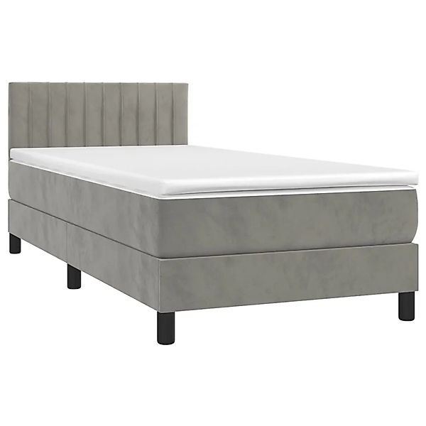 vidaXL Boxspringbett mit Matratze & LED Hellgrau 90x200 cm Samt 3134501 günstig online kaufen