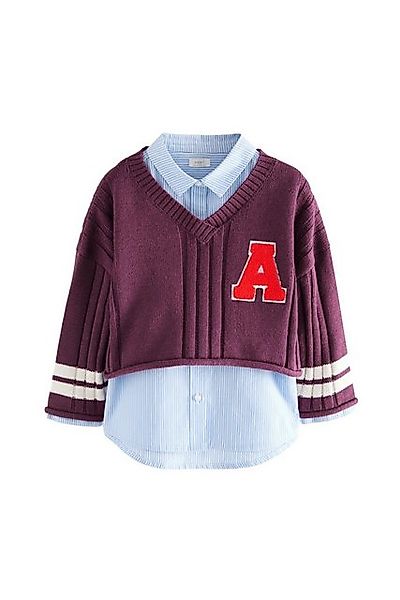 Next Strickpullover Pullover im Varsity-Stil und Hemd im Set (2-tlg) günstig online kaufen