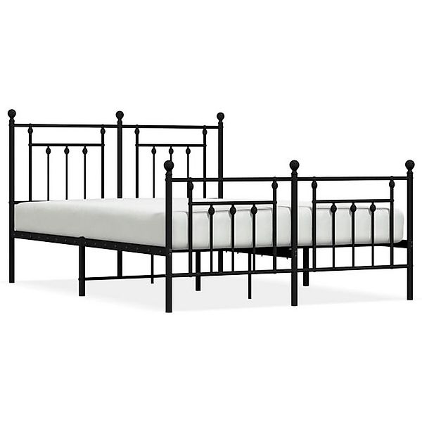 vidaXL Bettgestell, Bettrahmen mit Kopf- und Fußteil Metall Schwarz 150x200 günstig online kaufen