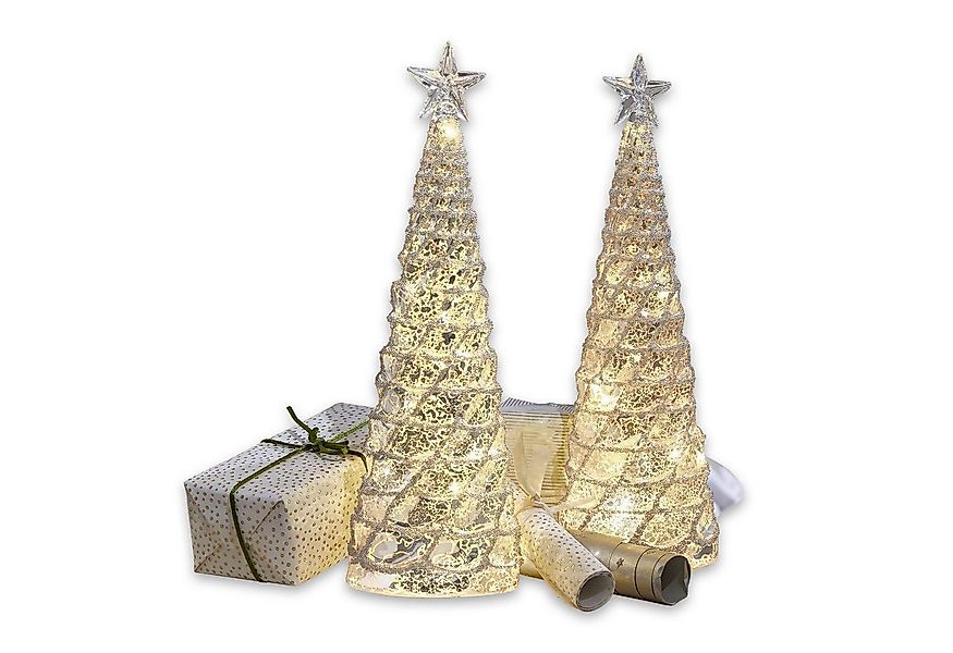 Mirabeau Weihnachtsfigur Deko-Baum 2er Set Glitter silber/ klar (2er Set, 2 günstig online kaufen