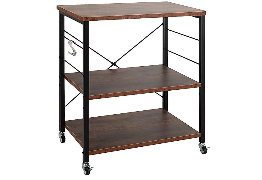 COSTWAY Servierwagen, mit 10 abnehmbaren Haken & verstellbarer Ablage günstig online kaufen