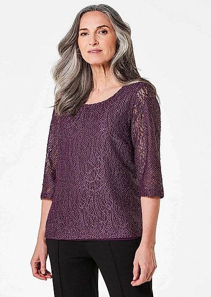 GOLDNER Klassische Bluse Kurzgröße: Elegantes Blusenshirt mit Glanzeffekt V günstig online kaufen
