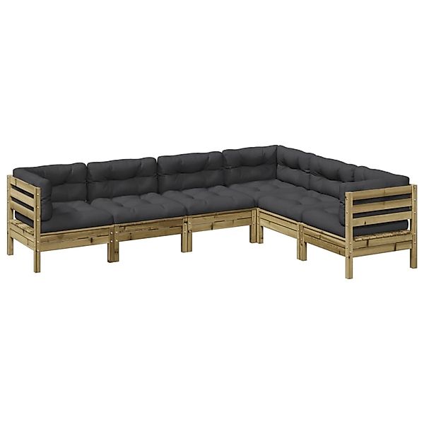 vidaXL 6-Tlg Garten-Sofagarnitur mit Kissen Kiefernholz Imprägniert 3299462 günstig online kaufen