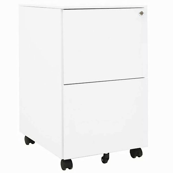 furnicato Aktenschrank mit Rollen Weiß 39x45x67 cm Stahl (1-St) günstig online kaufen