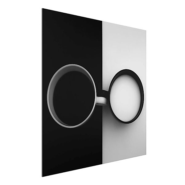 Alu-Dibond Bild Schwarz-Weiß - Quadrat Gegensätze günstig online kaufen