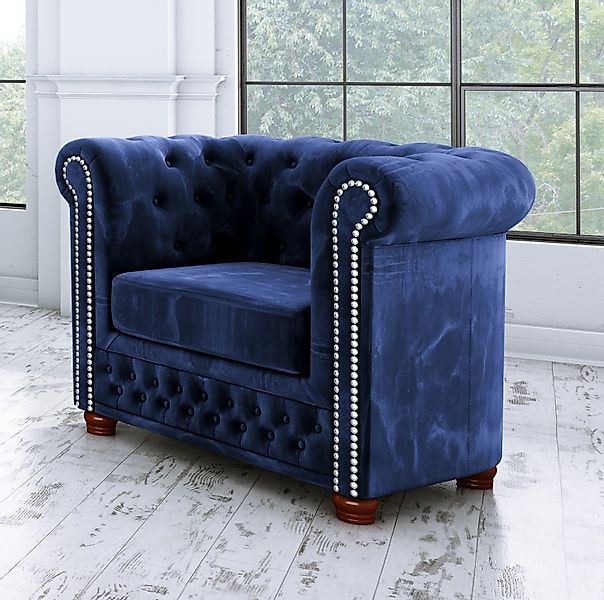S-Style Möbel Chesterfield-Sessel Leeds aus Samt-Stoff günstig online kaufen