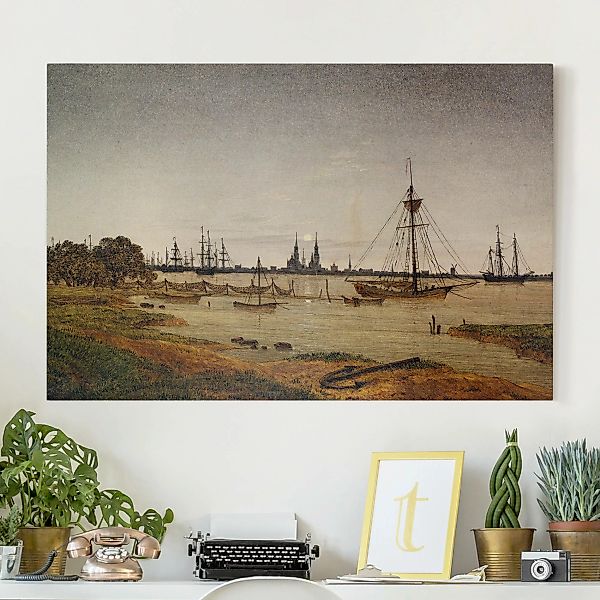 Leinwandbild Kunstdruck - Querformat Caspar David Friedrich - Hafen bei Mon günstig online kaufen