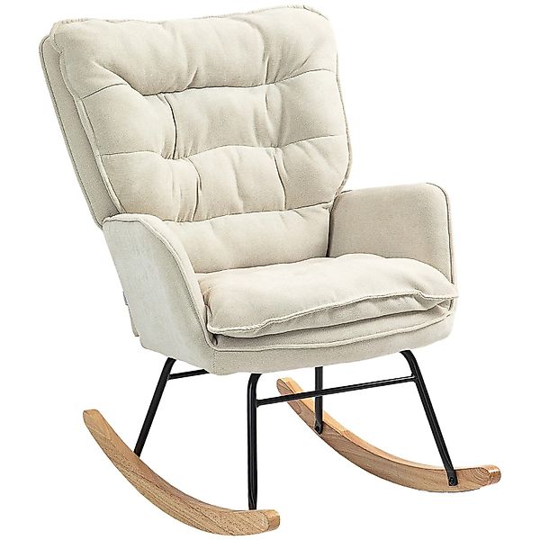 HOMCOM Schaukelstuhl Polyester Schaumstoff Beige 71L x 98,5B x 97H cm günstig online kaufen
