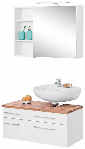 welltime Badmöbel-Set »Davos« 3 Stk. tlg. Spiegelschrank, Regal und Waschbe günstig online kaufen
