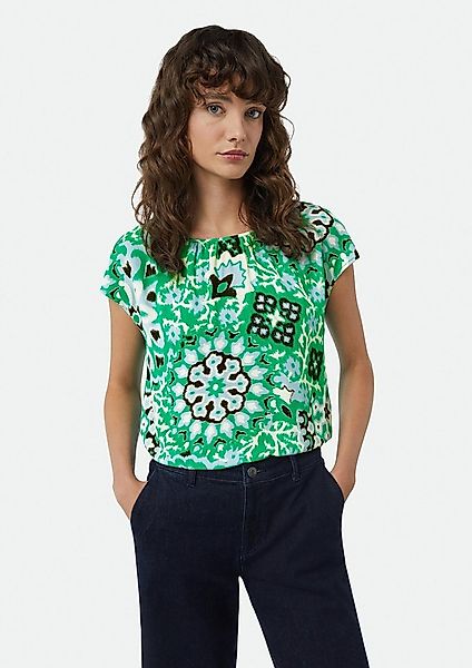 comma Kurzarmshirt T-Shirt Blusenshirt im Fabricmix mit abstrakter Musterun günstig online kaufen