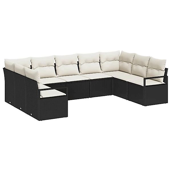 vidaXL Garten-Sofa-Set 9-Tlg Schwarz Poly Rattan 3346537 günstig online kaufen