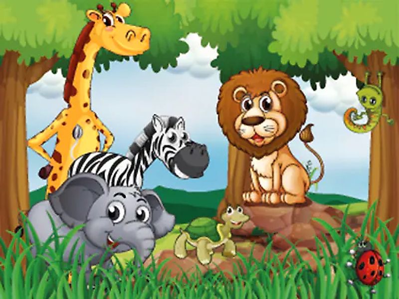 Papermoon Fototapete »Jungle Animals« glatt günstig online kaufen