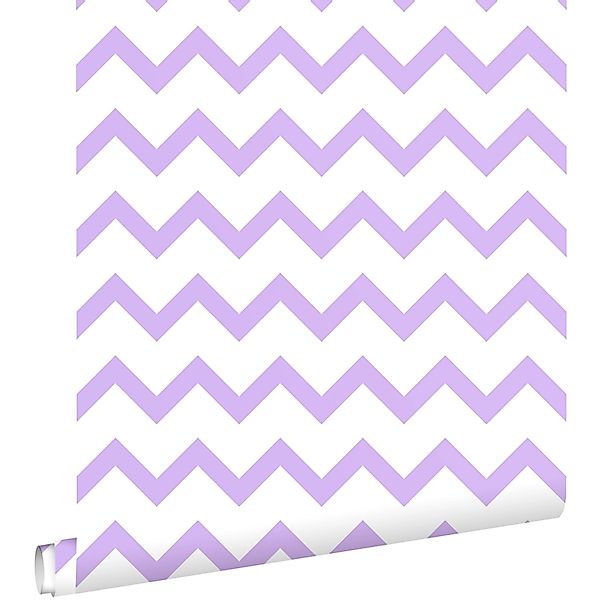 ESTAhome Tapete Zickzack-Motiv Lila und Weiß 50 x 900 cm günstig online kaufen
