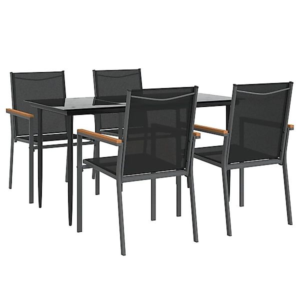 vidaXL Garten-Essgruppe 5-tlg. Garten-Essgruppe Schwarz Textilene günstig online kaufen