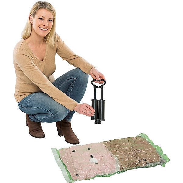 Wenko Vakuum Beutel Reise-Set Transparent 6-teilig mit Pumpe günstig online kaufen