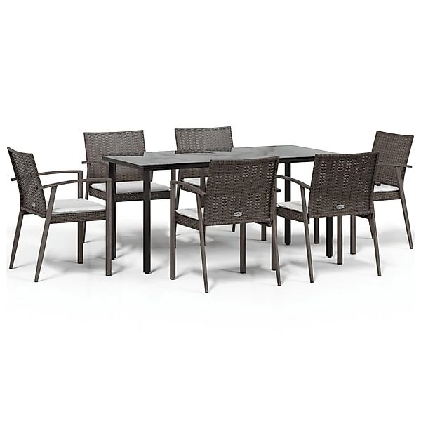 vidaXL 7-Tlg Garten-Essgruppe mit Kissen Poly Rattan und Stahl 3186994 günstig online kaufen