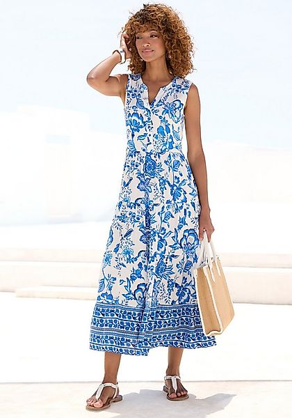 LASCANA Maxikleid mit Blumenprint und Knopfleiste, Sommerkleid, Strandkleid günstig online kaufen