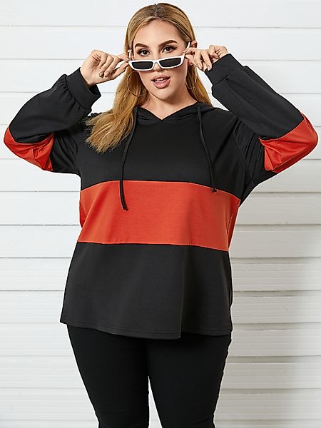 YOINS Plus Größe Patchwork Kapuzen Design Langarm Sweatshirt günstig online kaufen