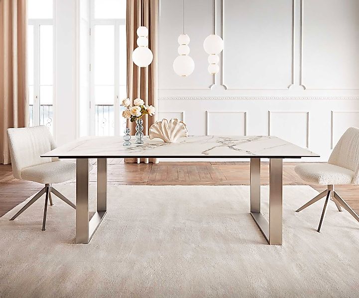 DELIFE Esstisch Edge, Keramik Calacatta Luxe Weiß-Gold-Grau 200x100 Edelsta günstig online kaufen