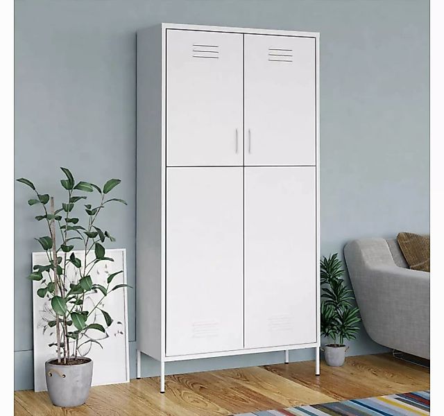 vidaXL Spind Kleiderschrank Spind Weiß 90x50x180 cm Stahl günstig online kaufen