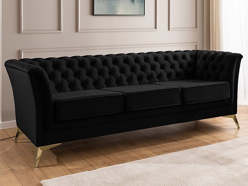 S-Style Möbel Chesterfield-Sofa Whitby, 3-Sitzer aus Samt mit goldenen, sil günstig online kaufen