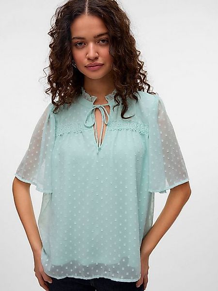 Vero Moda Blusenshirt Kurzarm-Bluse mit Spitze und Polka-Dots, Kordelzug 84 günstig online kaufen