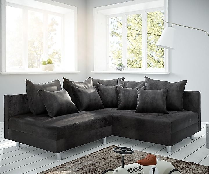 DELIFE Ecksofa Clovis, Anthrazit Antik Optik günstig online kaufen