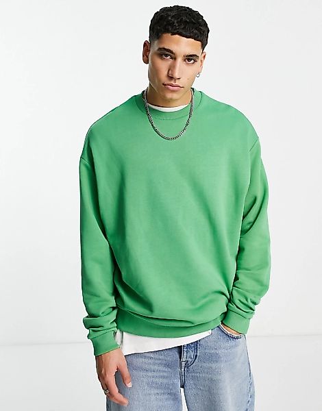 ASOS DESIGN – Oversize-Sweatshirt in lebendigem Grün-Blau günstig online kaufen