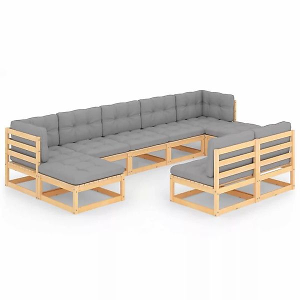 9-tlg. Garten-lounge-set Mit Kissen Massivholz Kiefer günstig online kaufen