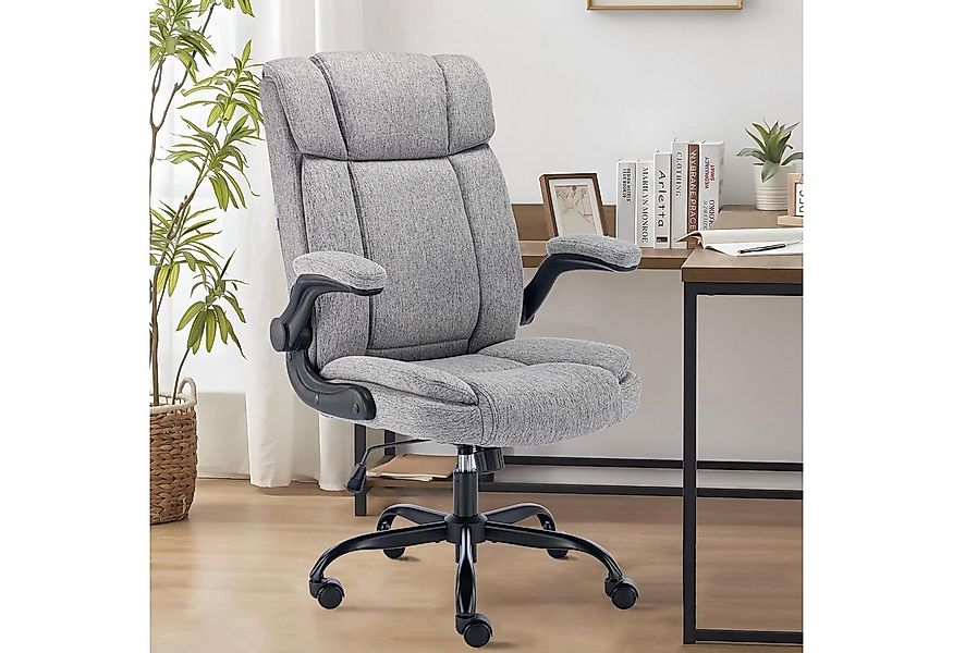 LIYURUI Bürostuhl Ergonomischer 150KG Belastbarkeit Chefsessel Stoff Flip-u günstig online kaufen