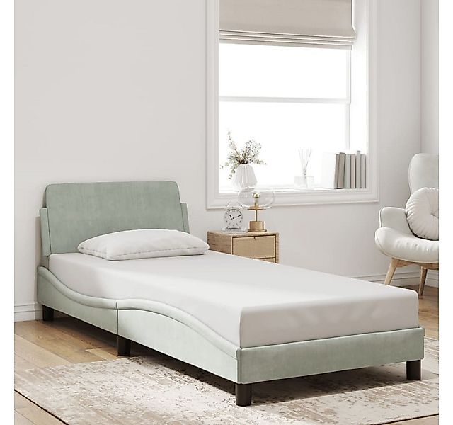 furnicato Bettgestell "Dover" Hellgrau 90x200 cm Samt (1-tlg) günstig online kaufen