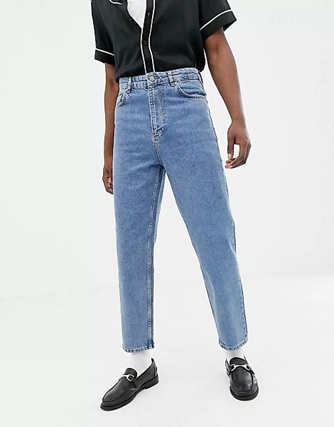 ASOS DESIGN – Jeans mit hoher Taille in verwaschenem Vintage-Mittelblau günstig online kaufen