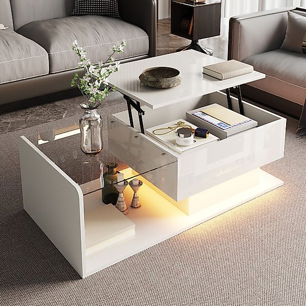 Ulife Couchtisch Beistelltisch mit Glasplatte und günstig online kaufen