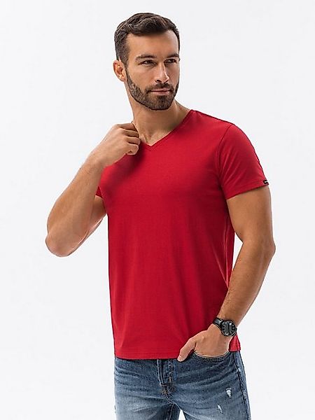 OMBRE T-Shirt Ombre Classic BASIC Herrenhemd mit Serape-Ausschnitt - rot V1 günstig online kaufen