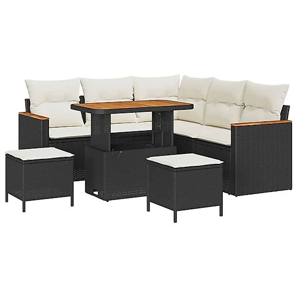 vidaXL Gartensofa-set mit Kissen 8-Tlg Schwarz Poly-Rattan 3364995 günstig online kaufen