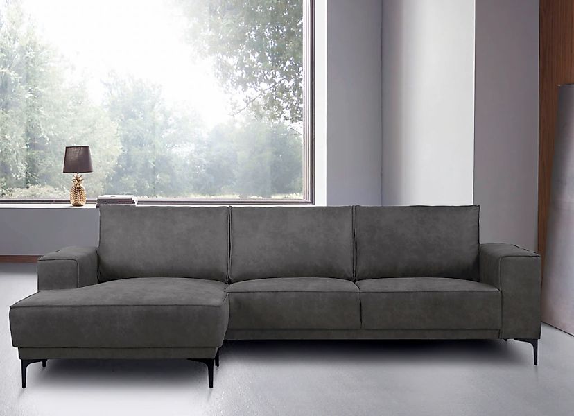 PLACES OF STYLE Ecksofa »Polsterecke Oland, Struktur, Flachgewebe, Luxus-Mi günstig online kaufen