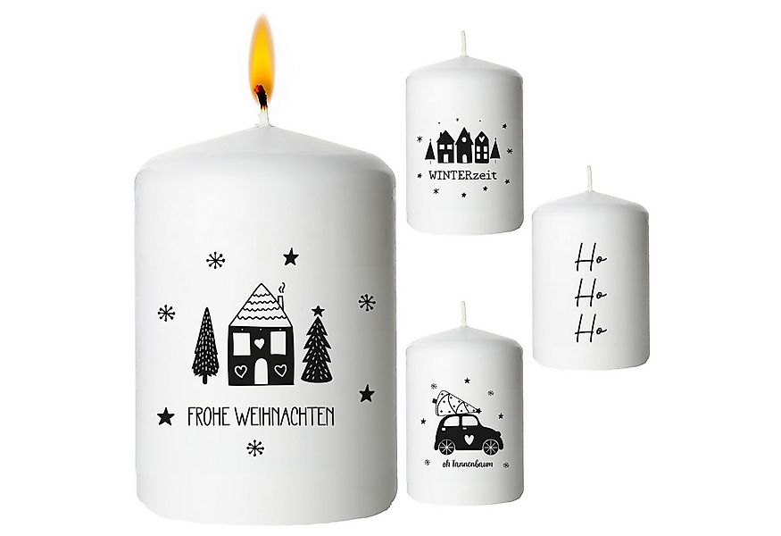 CEPEWA Stumpenkerze Stumpenkerze Weihnachten 4er Set rund Ø6x8cm creme Para günstig online kaufen