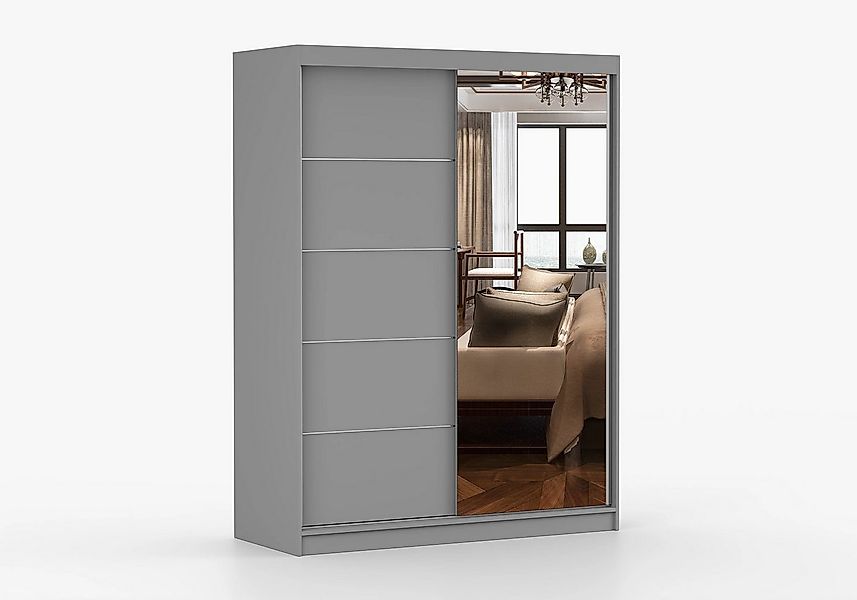 imoebel24 Schwebetürenschrank VISTA 05 150 cm - Grau / Grau günstig online kaufen