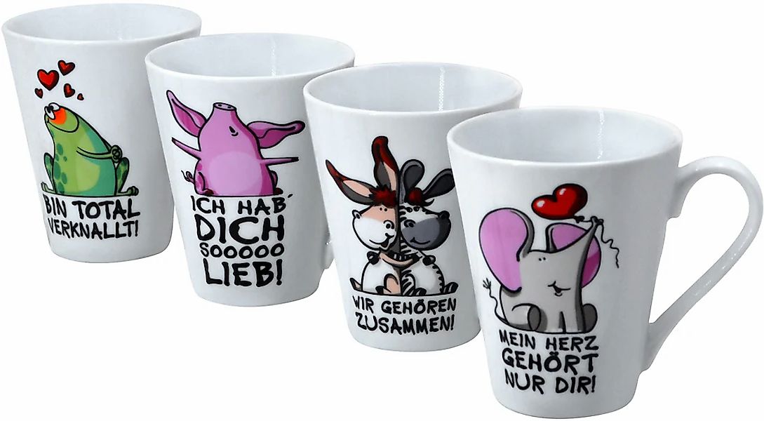 Retsch Arzberg Becher "Tierisch" mit 4 Dekore-Sprüchen, 4-teilig günstig online kaufen
