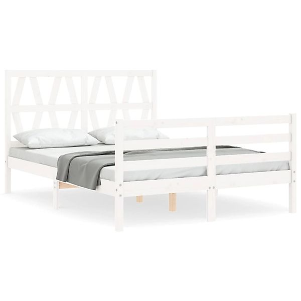 vidaXL Massivholzbett mit Kopfteil Weiß 3194347 günstig online kaufen