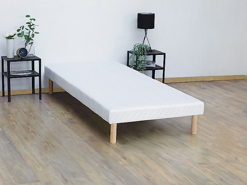 Deko-Polster-Bettgestell - 90 x 200 cm - 10 Latten - Weiß - ASTHENIS II von günstig online kaufen